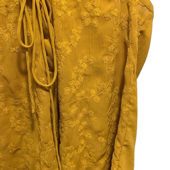 Maeve Womens Mustard Yellow Embroidered Lace Up Tank Top 6 Boho Cottagecore - Picture 2 of 9